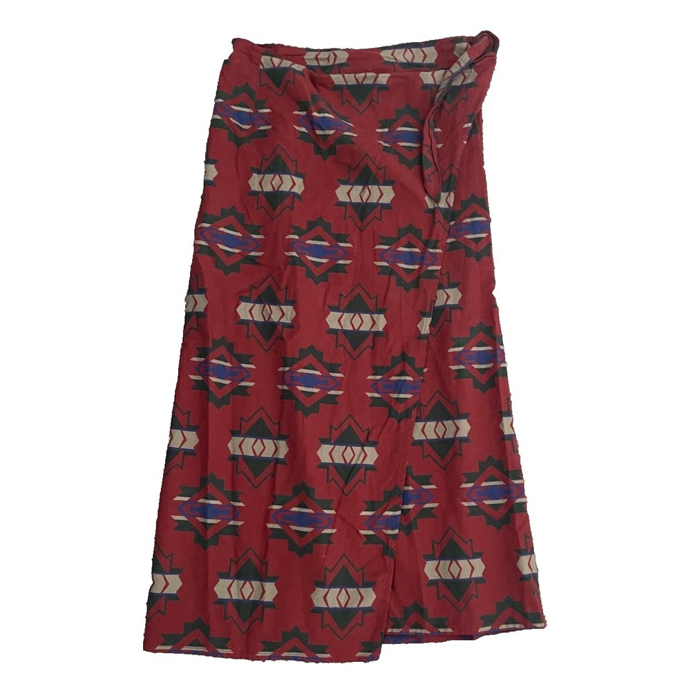 Vintage Breeches Wrap Skirt Women's 8 Red Aztec Southwest‎ Geometric Print USA